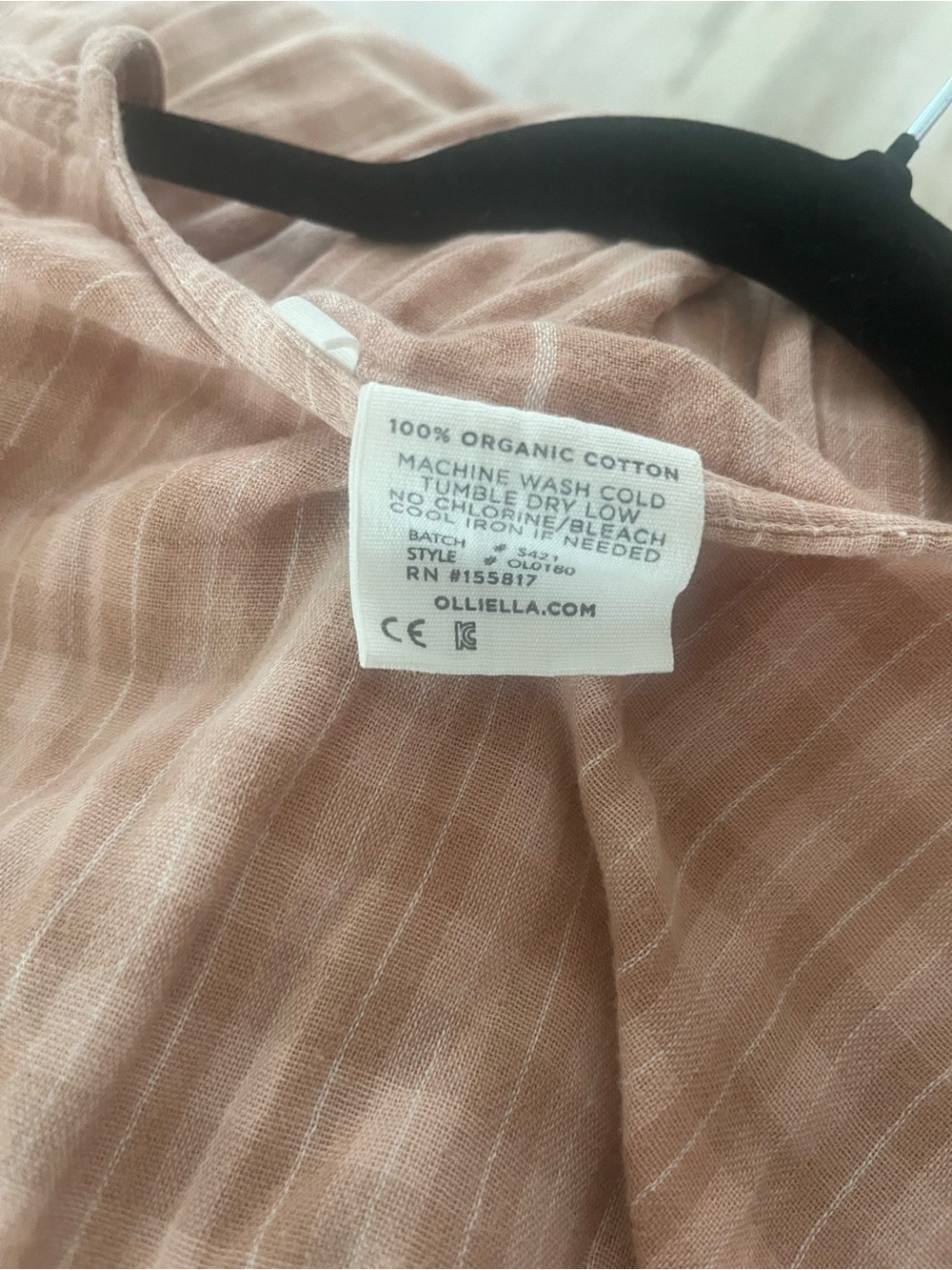 Olli Ella wares XS organic cotton Women’s Button-Front Midi Dress in Peach Plaid - Picture 8 of 10